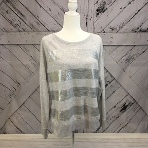 Gray Sequined Casual Sweatshirt